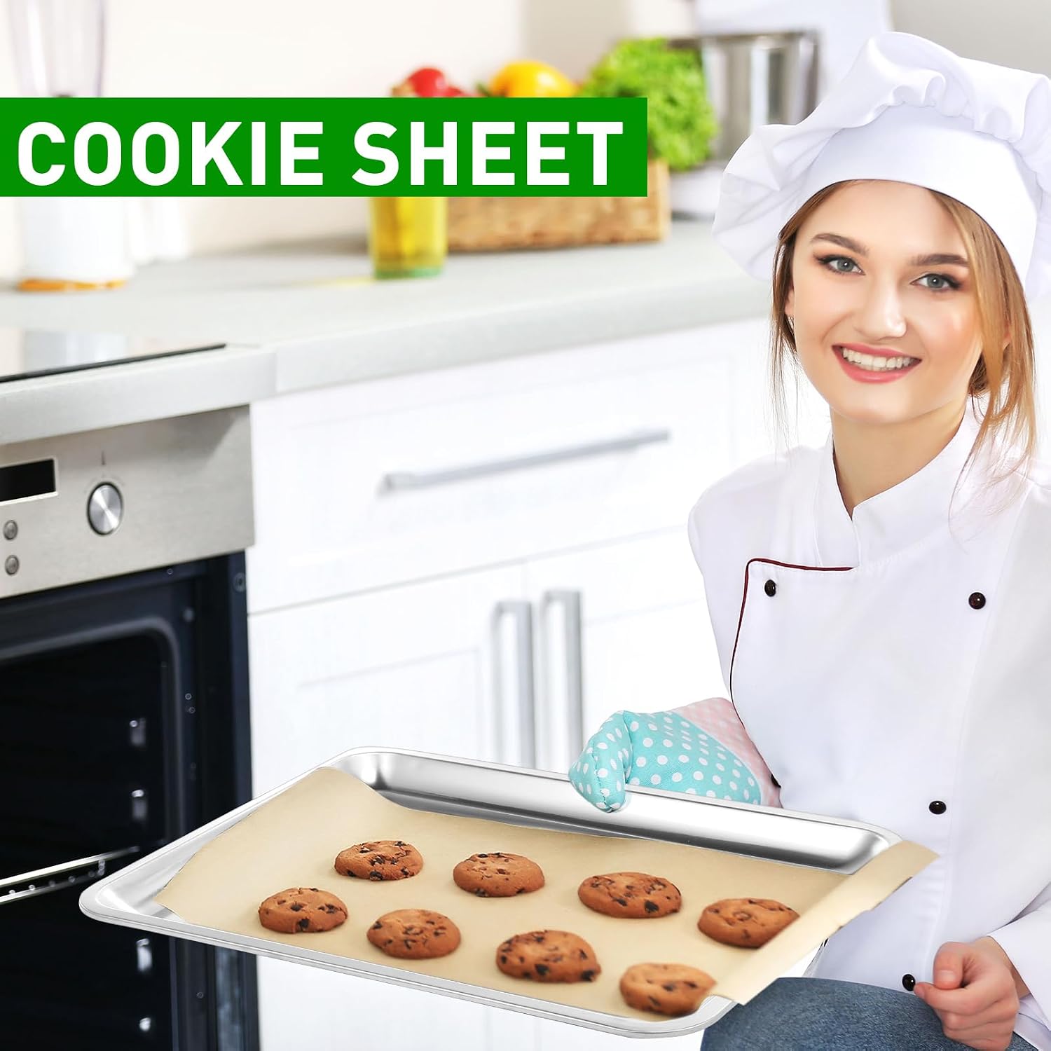 Funnymoom 12 Pack Stainless Baking Sheet Cookie Pans 18 x 13 x 0.8 Inch Metal Serving Trays with Widen Edge Baking Trays Nonstick Cookie Sheet Pan for Bakeware Cooking Serving BBQ
