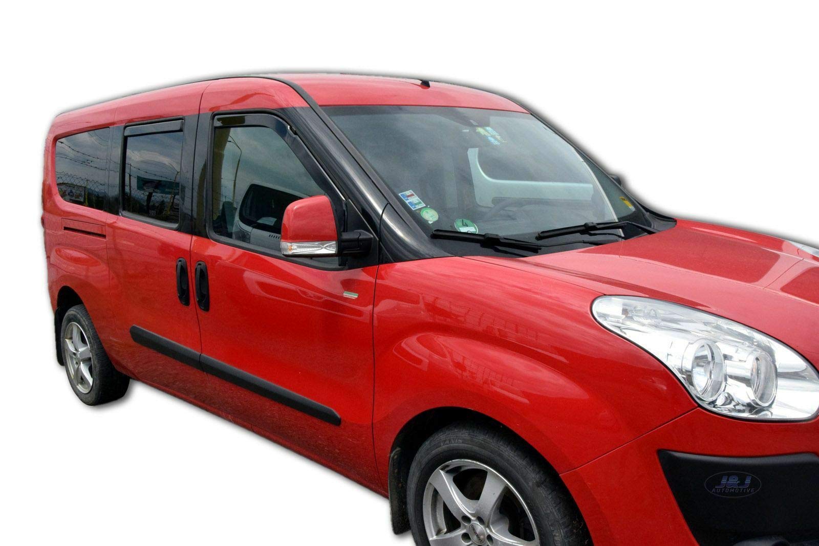 J&J AUTOMOTIVE Windabweiser passend für FIAT Doblo 2 5-Türer 2010-2022 4tlg, Heko Regenabweiser Vorne Hinten Getönt Dunkel Passform