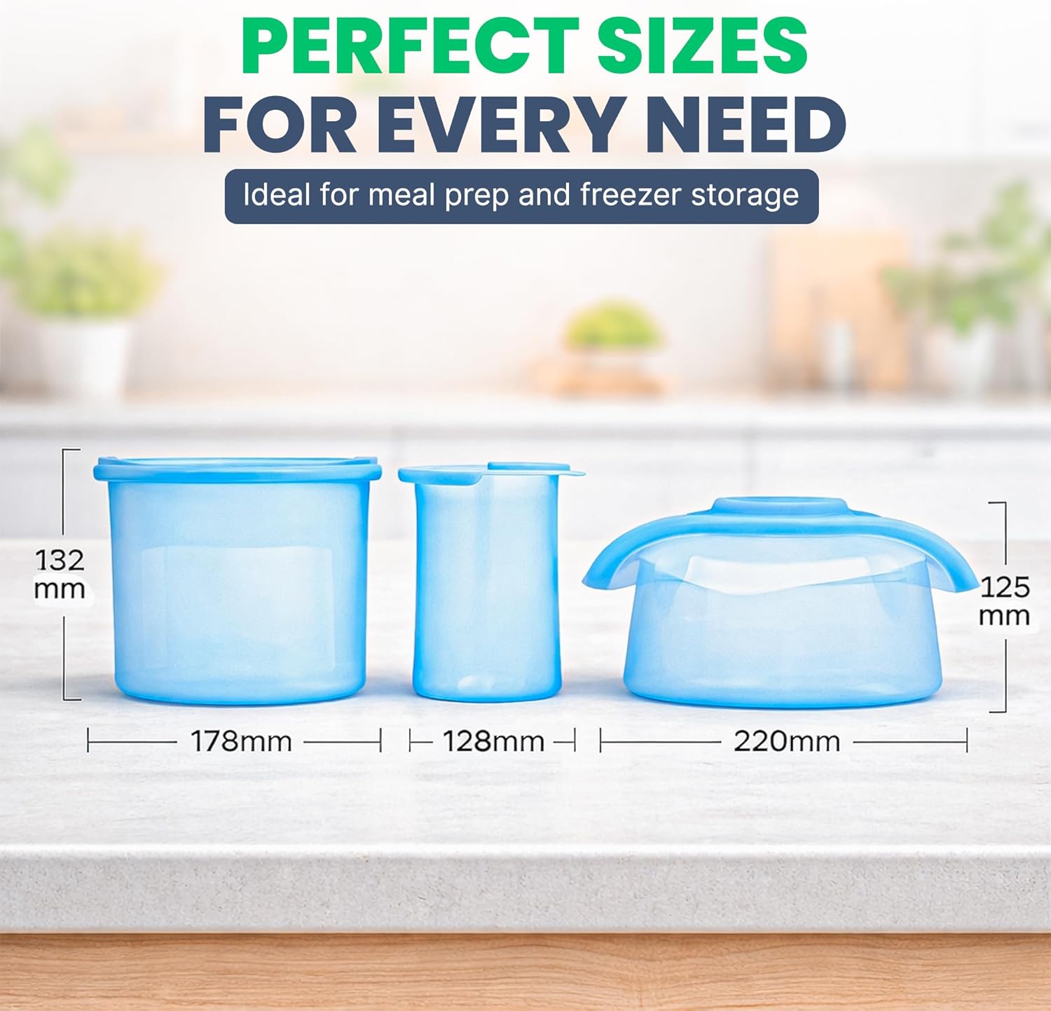 Luviora Extra Thick Reusable Silicone Food Storage Bags, 5 Pack – 4 Cup (1L) Stand Up Leakproof Ziplock, BPA-Free, Dishwasher Safe, Premium Silicone Bags for Meal Prep, Sous Vide & Freezer