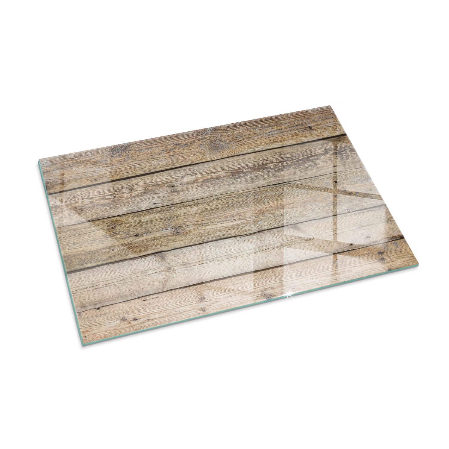 Piastra per camino e stufa 100x70 cm cm Resistente alle Alte Temperature Resistente a Scintille Design Elegante Protezione del Pavimento di Vetro Temperato Rotonda - Tavola di legno in disposizione