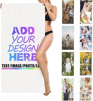 Personalized Beach Towels Custom Absorbent Towel Add Your Name Photo Text Logo Skin-Friendly Bath Towels for Beach Pool Travel Bathroom Fuchsia 30"x60"