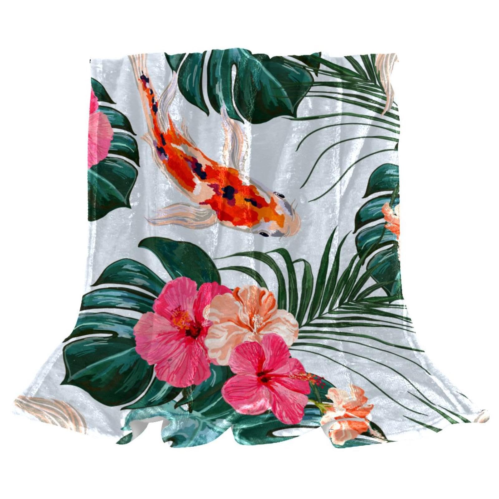 Couverture polaire poisson floral plaid microfibre chaud jeté de canapé 150x100