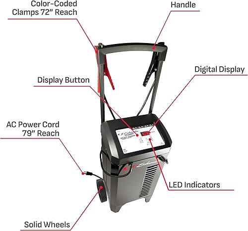 Miniatura 6 de Schumacher SC1632 225A 6V12V - Cargador de batería totalmente automático con ruedas y arrancador de salto - Para automóvil, SUV, camión y barco -