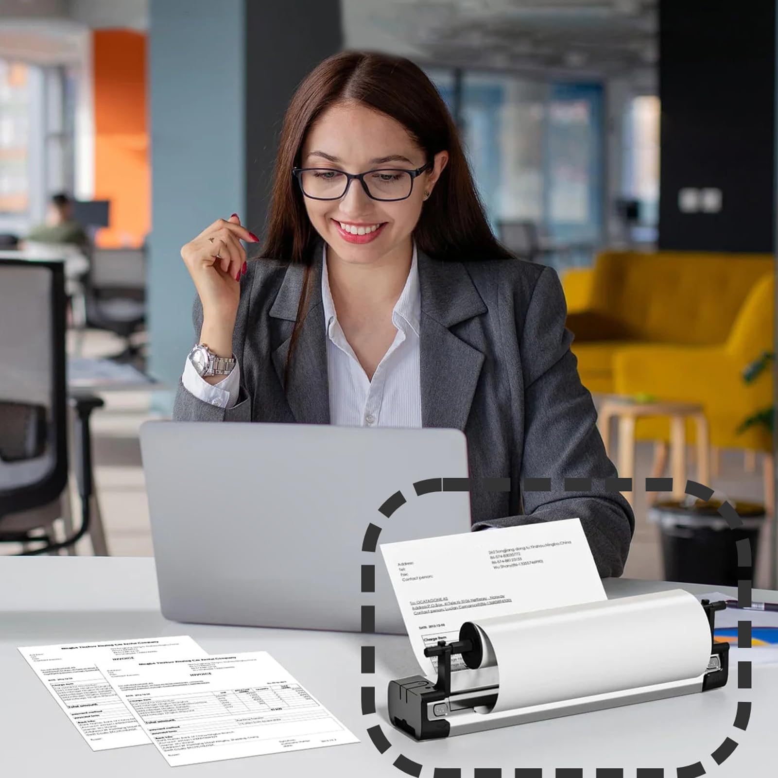 Supporto Per Stampante E 2 Rotoli Di Carta Termica, Accessori Per Stampanti Da Ufficio Portatile Per Viaggi, Casa E Ufficio, Supporto Per Stampante Mobile, Supporto Per Stampante
