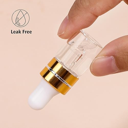Miniatura 4 de Paquete de 50 botellas cuentagotas de vidrio transparente de 0.1 fl oz con 2 cuentagotas de plástico, mini botellas cuentagotas de muestra para