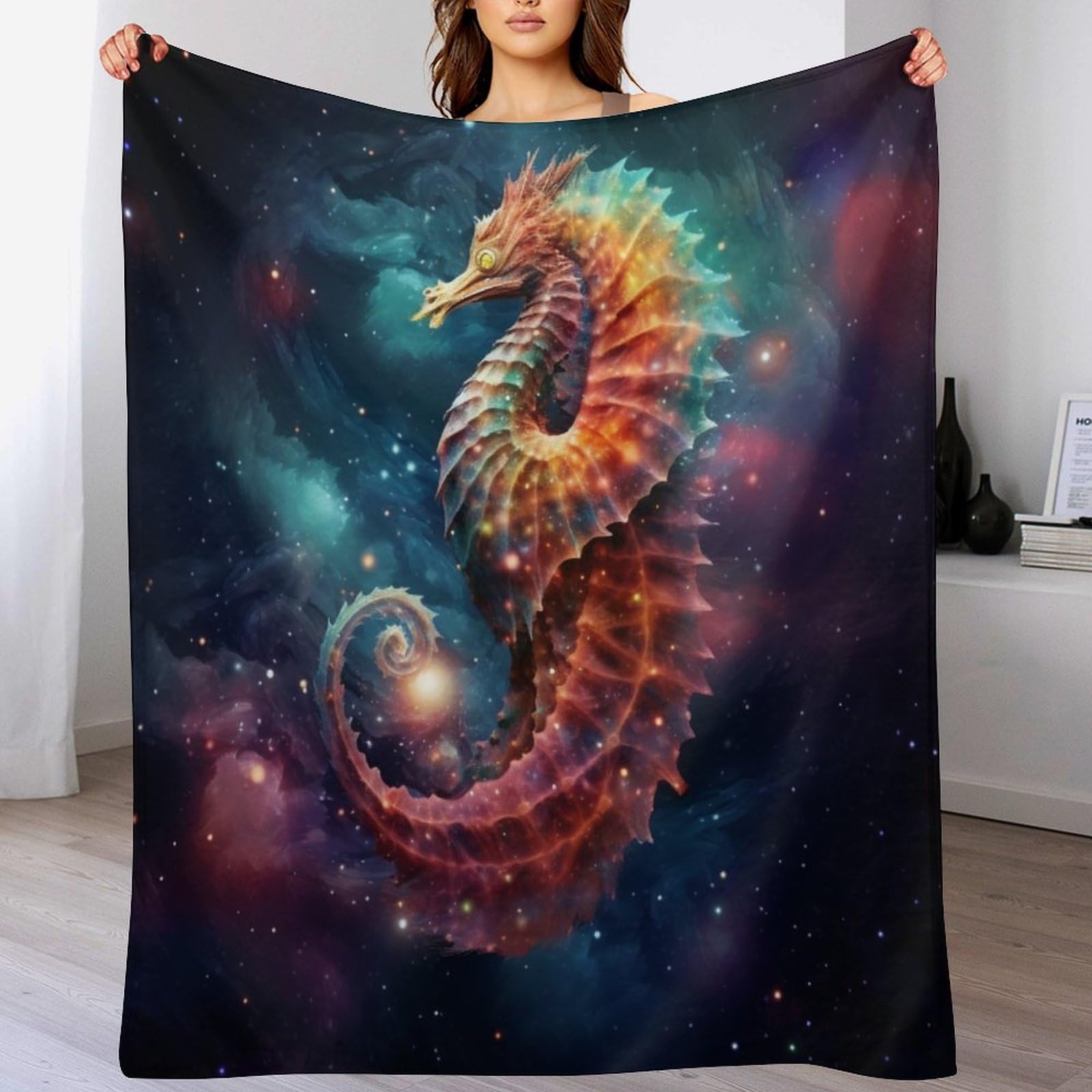 Manta de franela para sofá dile adiós al frío con Seahorse manta 100x130cm