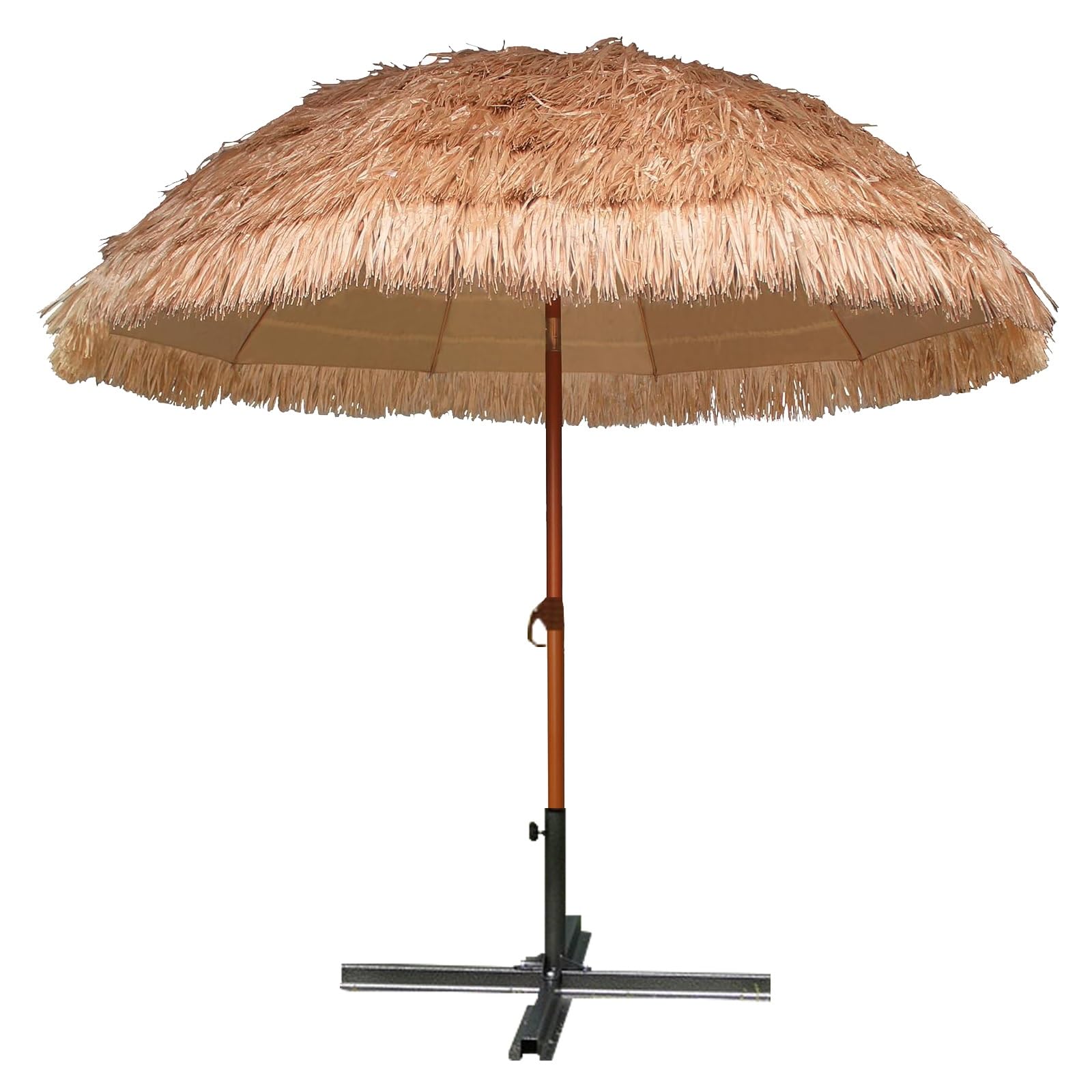 Ombrellone da spiaggia Tiki in paglia, pieghevole e portatile con 8 robuste stecche, ideale per esterni, tavoli, mercati, patio, giardini e cortili.