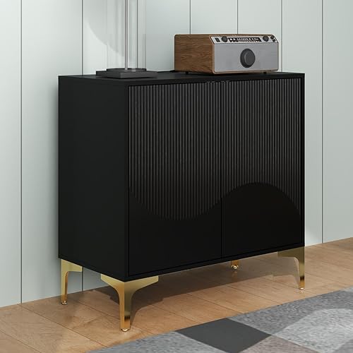 Miniatura 2 de Jzwefdo Armario de almacenamiento moderno de 2 puertas con puertas, armario de acento independiente con estante ajustable, aparador, armario para