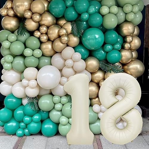 Miniatura 5 de Globos de 40 pulgadas color beige crema con el número 18  Color nude Champagne Kalisan Big Giant Jumbo Large Number Foil Mylar para suministros de