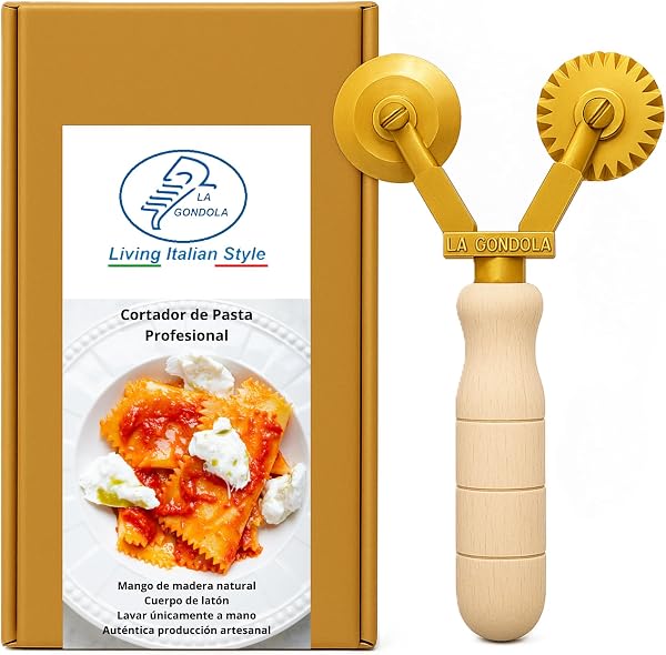 La Gondola cortador de rueda doble, latón y madera