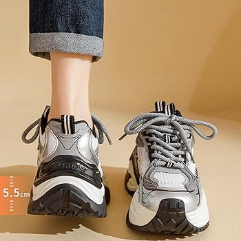 かなみ購入23.5cm 37 Amazon.com: ZFBBD Women's Silver Chunky Platform Sneakers