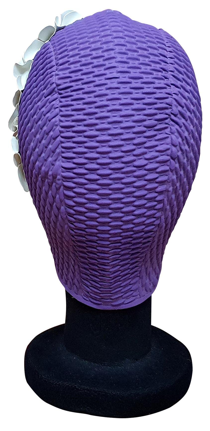 Bonnet De Bain Femme Lucca Waffle - Motif Floral Vintage 3D - Rose Pastel/Blanc - Taille Unique Adulte