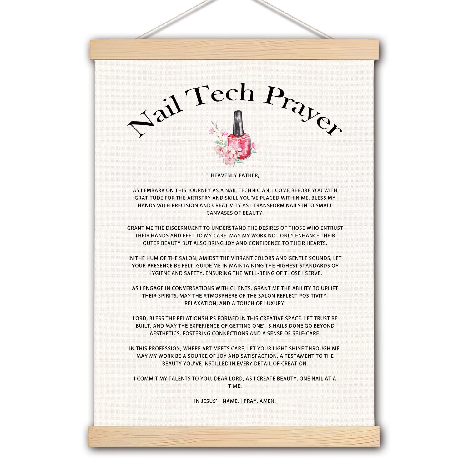 pouep Nail Tech Prayer Wooden Poster Hanger Frame 12.5x17 Inch,Appreciation Gift For Nail Techs,Nail Tech Gifts,Nail Tech Gifts For Woman