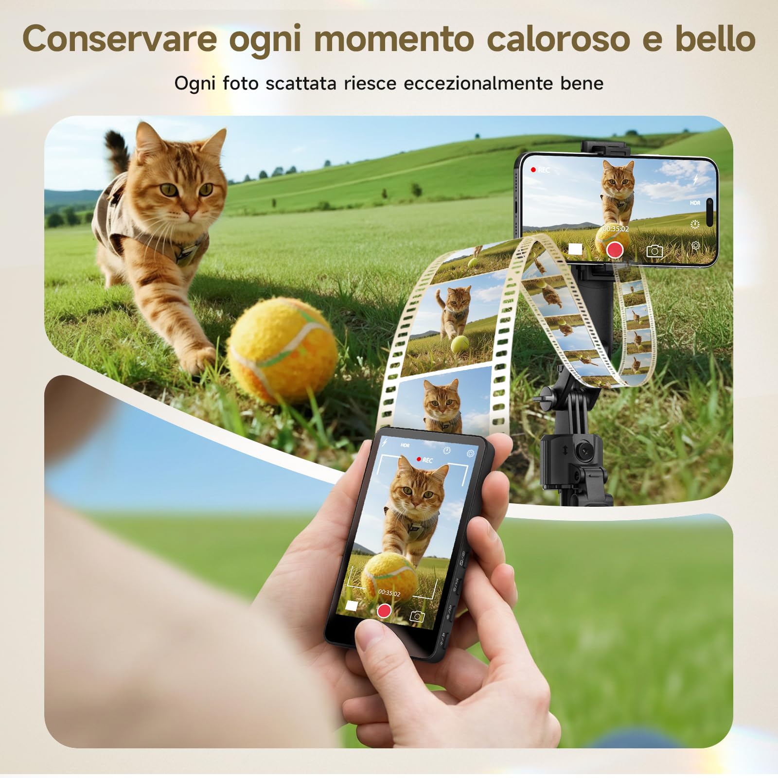 Selfie Monitor Schermo per Telefono, Rollei Easy Creator Selfie Monitor 3,97" per Fotocamera Posteriore Compatibile con iPhone e Android per TikTok Live Streaming Magnetico-Telefono-Fotocamera-Schermo
