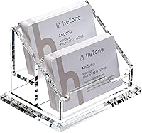 Vista 1 de Soporte de Tarjetas de Visita de Acrílico para Escritorio, Soporte Transparente para Tarjetas de Visita de 2 Niveles, 2 Ranuras, Organizador