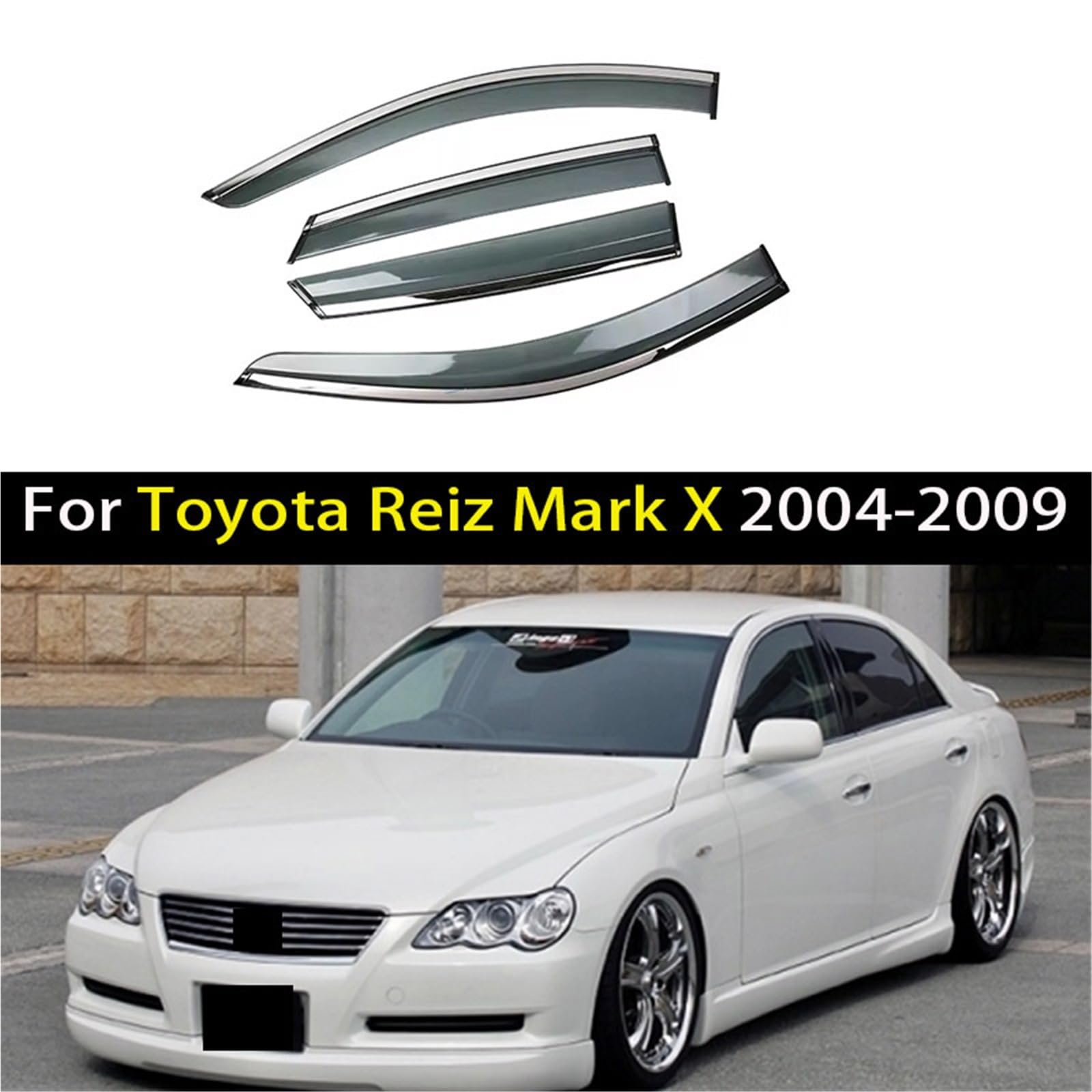 Deflektor wiatru okna Pasuje do Toyota Reiz Mark X 2004-2009, osłona przeciwsłoneczna, przeciwdeszczowa i przeciwwiatrowa na szybę samochodu