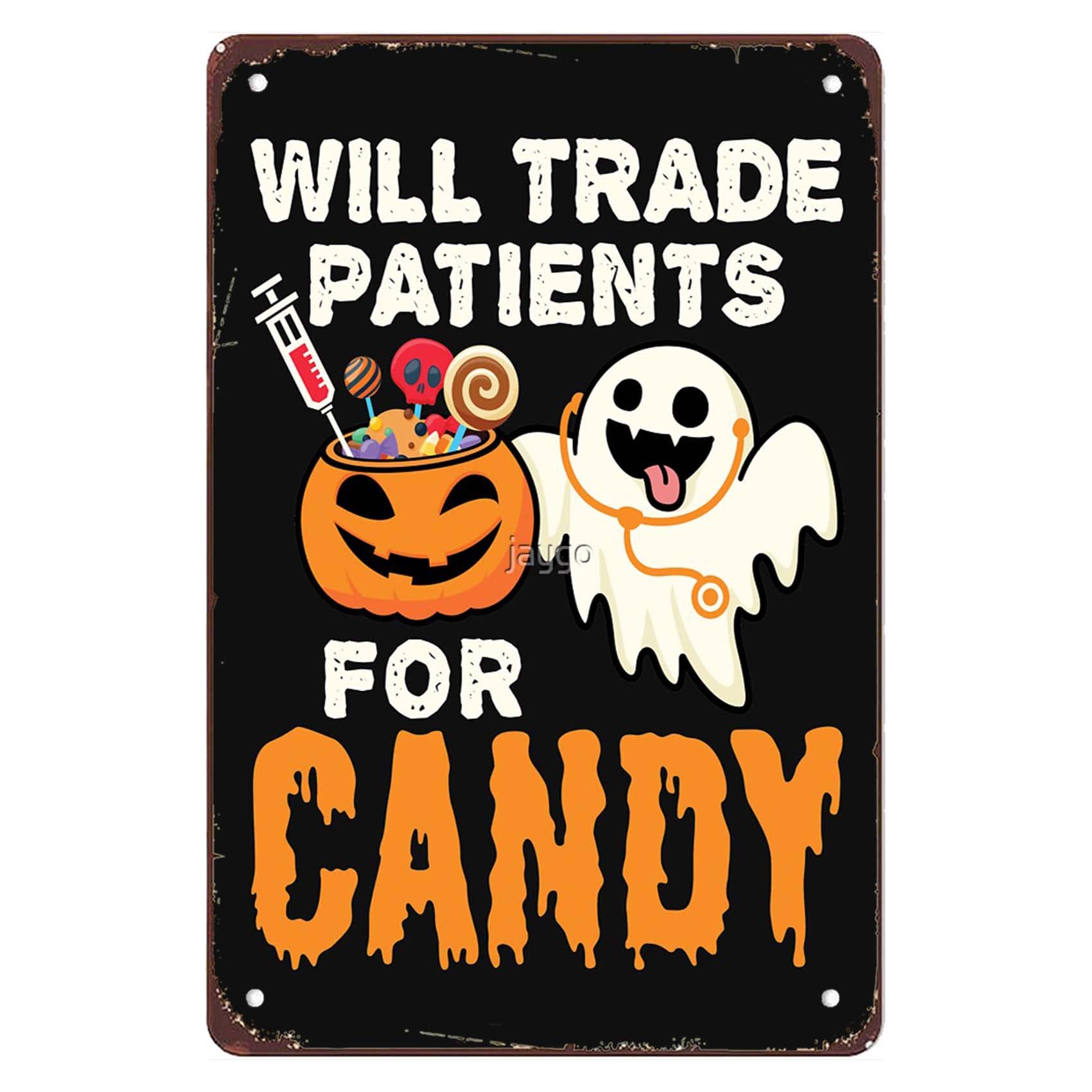 Kwqdozf As Pic Nurse Halloween Will Trade Patients For Candy Tin Vintage Signs Pubs Kitche
