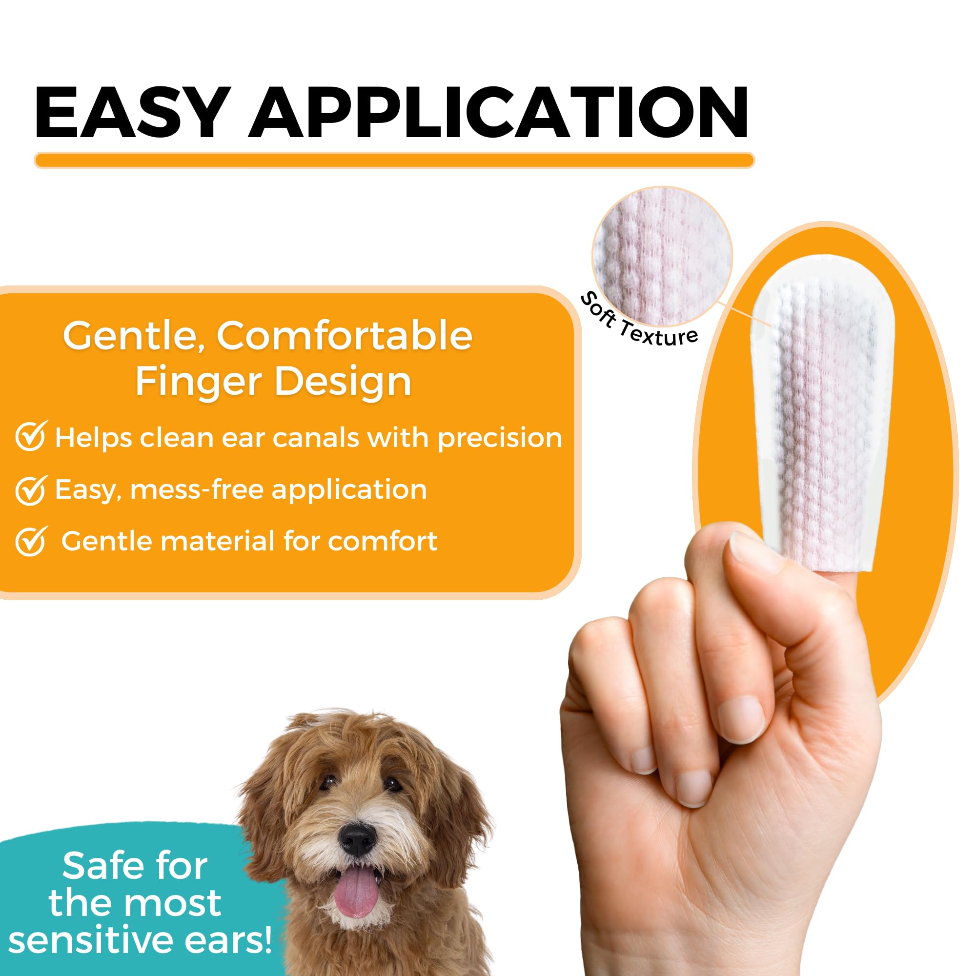Nootie Medicated Ear Finger Wipes with Chlorhexidine for Dogs, Gentle Dog Ear Cleaning Wipes for Itchy, Sensitive Ears - Helps Remove Wax, Dirt Buildup, & Odor 80 Wipes - Made in USA - image 4