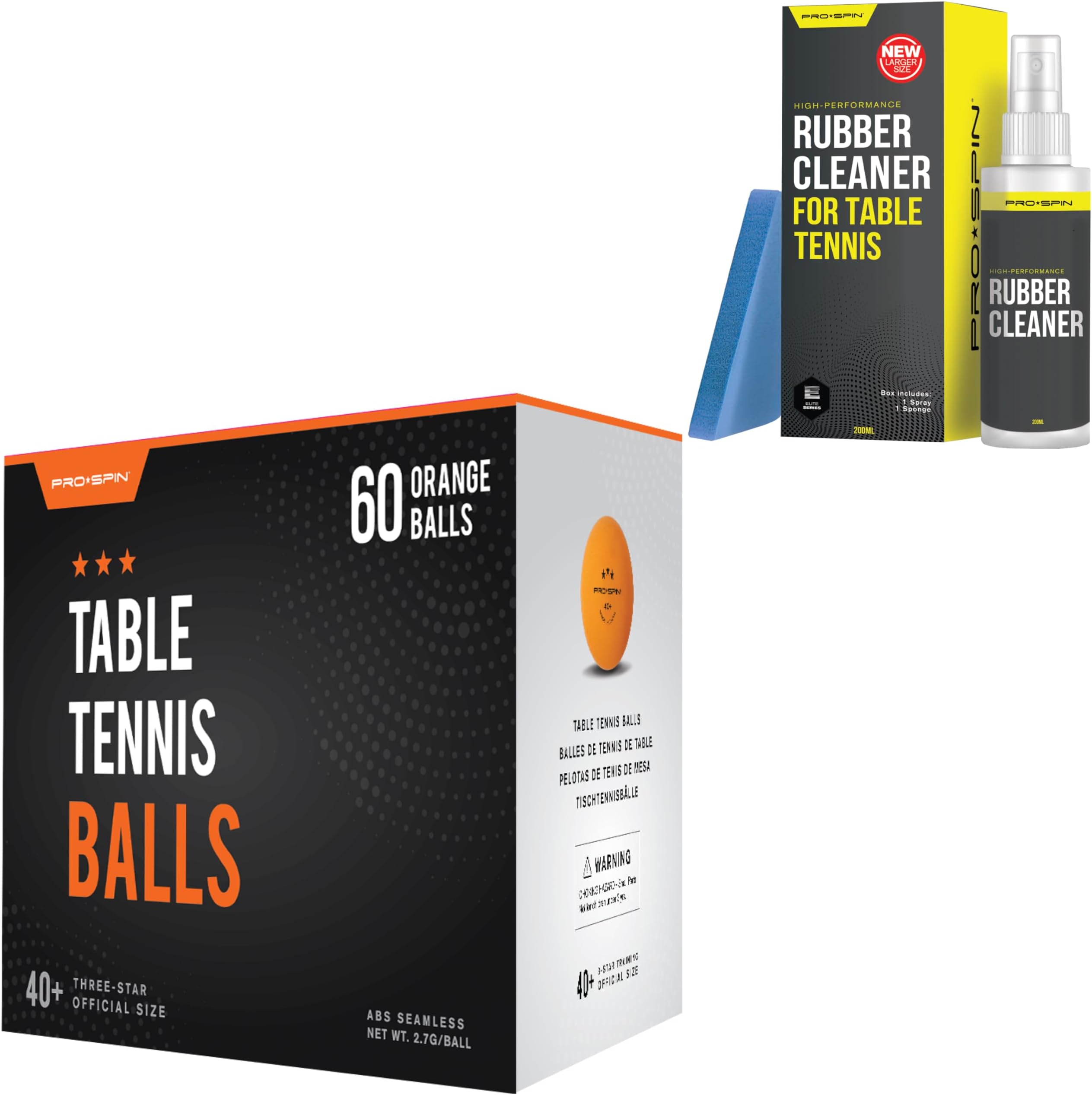 PRO SPINBulk Balls & Care Bundle: 60 Orange Balls + Cleaning Kit
