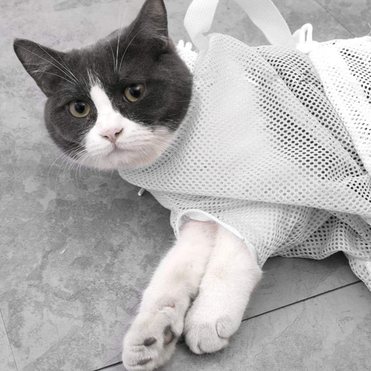 ZUKIBO Cat Shower Net Bag Adjustable Multifunctional Breathable Anti-Bite and Anti-Scratch Restraint Bag Cat Washing Shower Bag for Cat’s Bathing, Nail Trimming, Injection, Medicine Taking