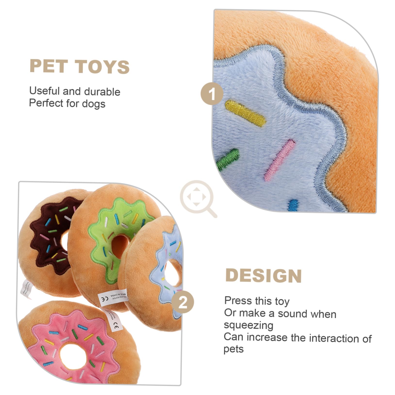 Didiseaon 4pezzi Giocattoli Squeaky Per Cani Morbidi Donuts Peluche Da Giocattoli Da Masticare Interattivi Per Cuccioli Divertenti e Sicuri Per Gioco