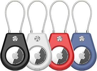 Airtag - Soporte seguro para llaveros, llaves, equipaje, mochila, 4 unidades, color negro, blanco, rojo y azul