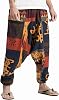 CLANMILUMS Men's Harem Pants Elastic Waist Loose Fit Hippie Aladin Drop Crotch Pants
