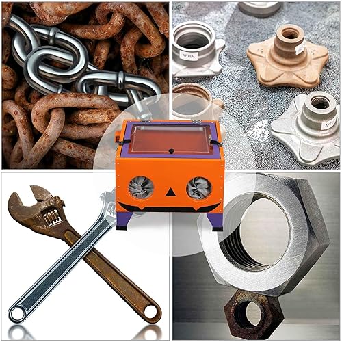 Vista 7 de Motorhot Armario portátil de chorro de arena de aire de 25 galones, gabinete de chorro de arena de aire de potencia de 40-80 PSI, arenado de acero