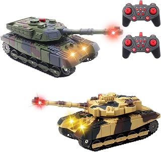 RC Tank That Infrared Shoots - 2.4Ghz Remote Control Battle Army Tank Toys with 360°Rotating Turret Auto Demo Sound Effects Lights - Military Vehicles Model Gift for Kids Adults Boys Age 6-8 9-12