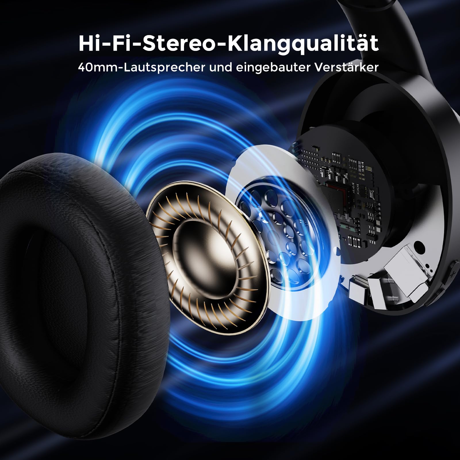 Kabellose Kopfhörer für Fernseher, Over-Ear kabellose 196ft Wireless-Reichweite,unterstützen Optical, AUX, RCA und USB,40 Stunden Audio-Wiedergabezei, hohe Lautstärke, Hi-Fi Audio