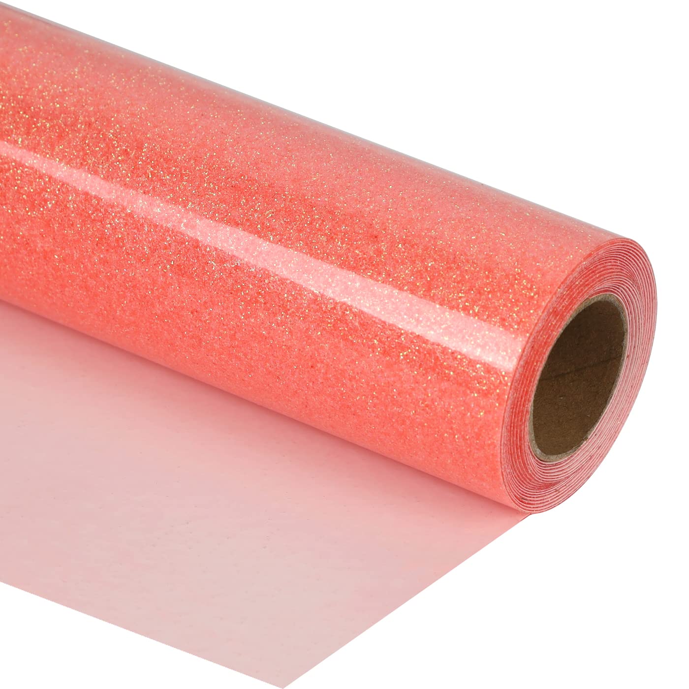guangyintong Heat Transfer Vinyl Glow Orange Red Glitter HTV Roll 12" x 8ft