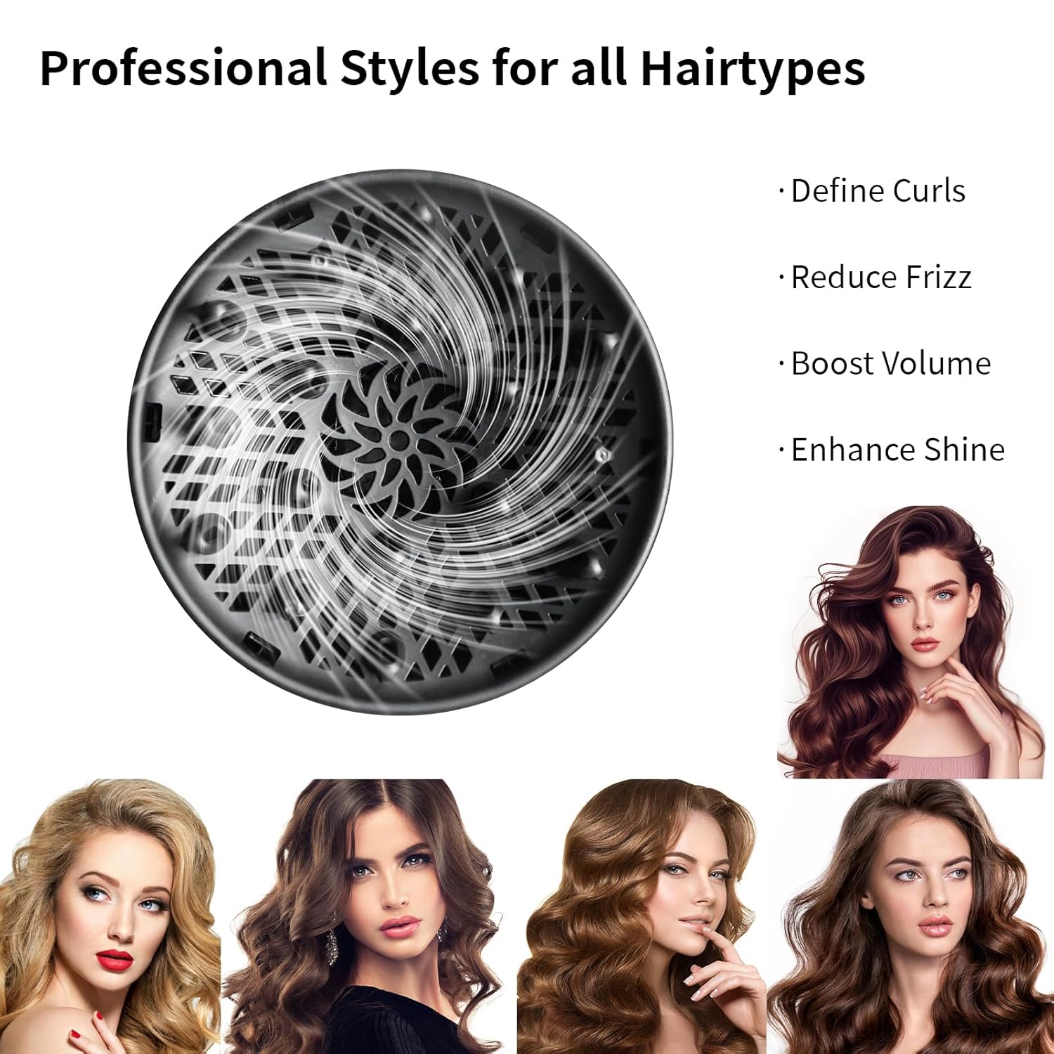 Diffuser Attachment for Hair Dryer Universal, Blow Dryer Nozzle-Specific Hair Diffuser for Curly Hair and Natural Wavy Hair, Suitable for Hair Dryers 1.4in-2.6in (Black) - Image 3