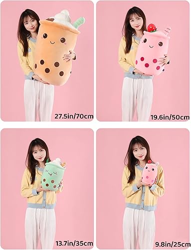 Miniatura 4 de VICKYPOP Boba - Lindo cojín de peluche con forma de té con burbujas en forma de comida, cojín de dibujos animados con frutas y leche, regalo para