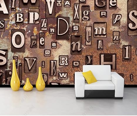 Amazon カスタマイズされた3dステレオ壁紙写真錆3d英語アルファベットレストランバーストア背景壁画家の装飾 150cmx105cm 59 1x41 3inch 壁紙
