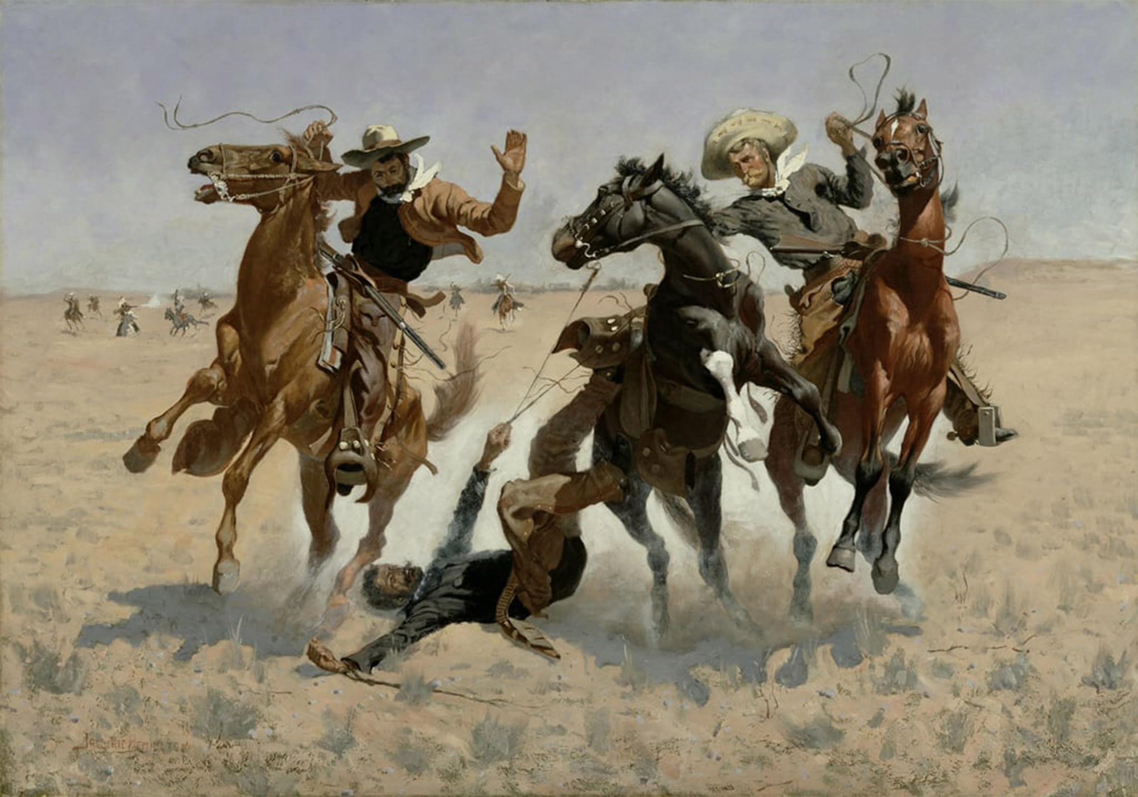 POSTERIIk Famous Modern Artwork Art Mural Aiding a Comrade by Frederic Remington Oil Paintings Pictures for Home Decor 60x90cm