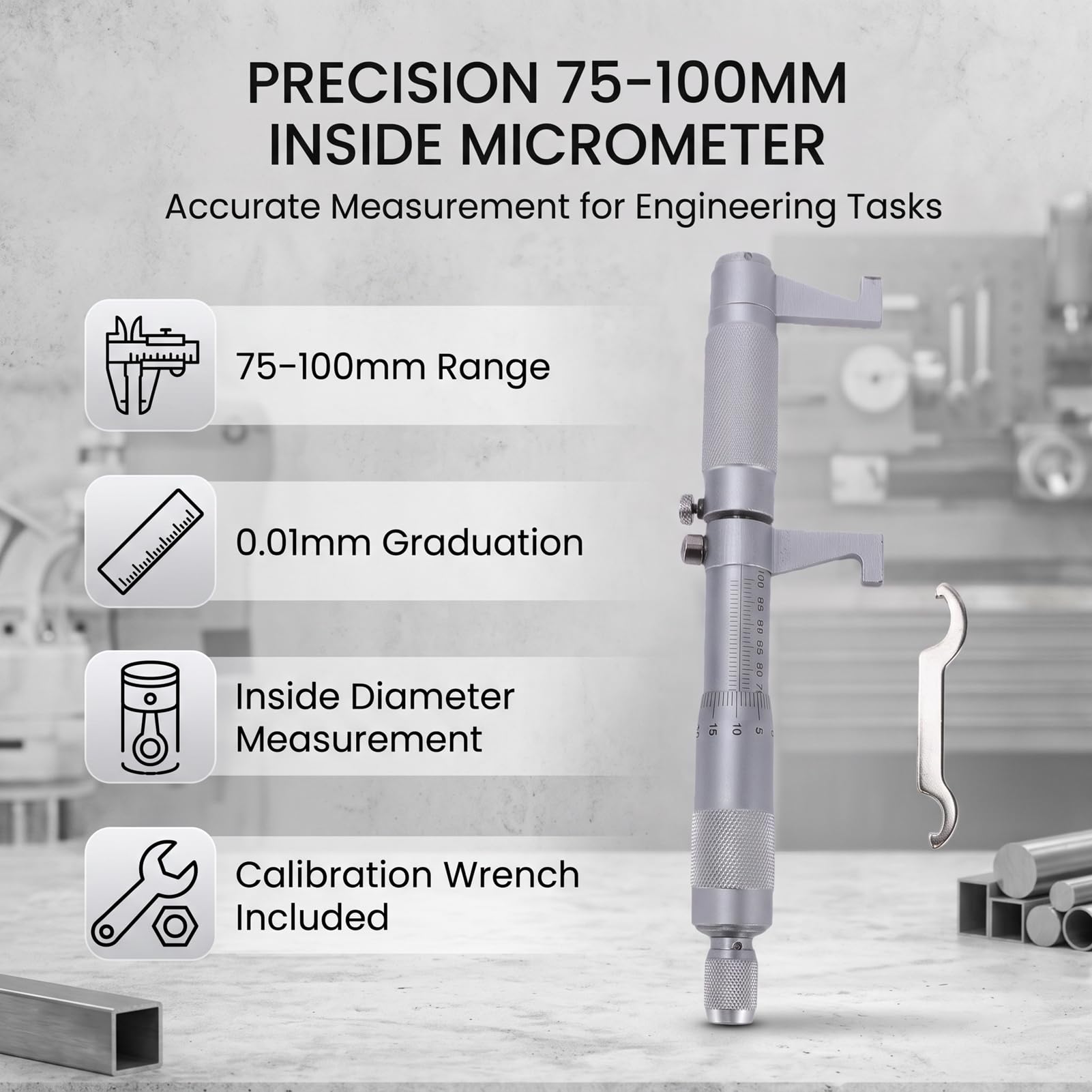 FTVOGUE Mikrometr Wewnętrzny 75–100 Mm Mikrometr z Otworem Wewnętrznym