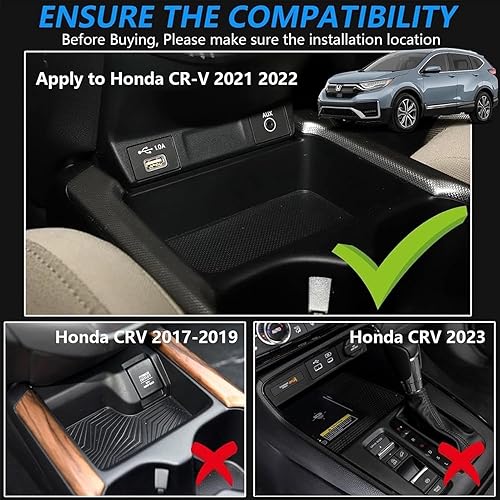 Miniatura 2 de Cargador de coche inalámbrico Qi de 15 W para Honda CRV 2021-2022, panel de accesorios de consola central para cualquier teléfono habilitado con Qi,