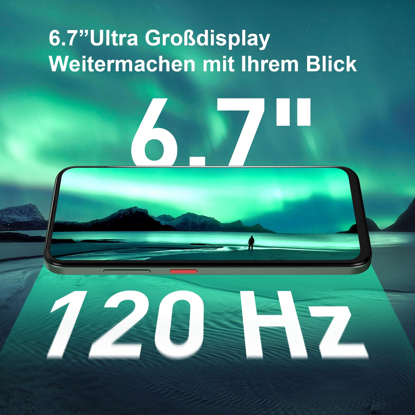 ZTE Blade V70 Vita smartfon, wyświetlacz FHD 6,7" (120 Hz), aparat główny 50 MP, akumulator 5000 mAh, 4 GB RAM + 256 GB pamięci, telefon komórkowy bez umowy, Android 14, Dual SIM, zielony