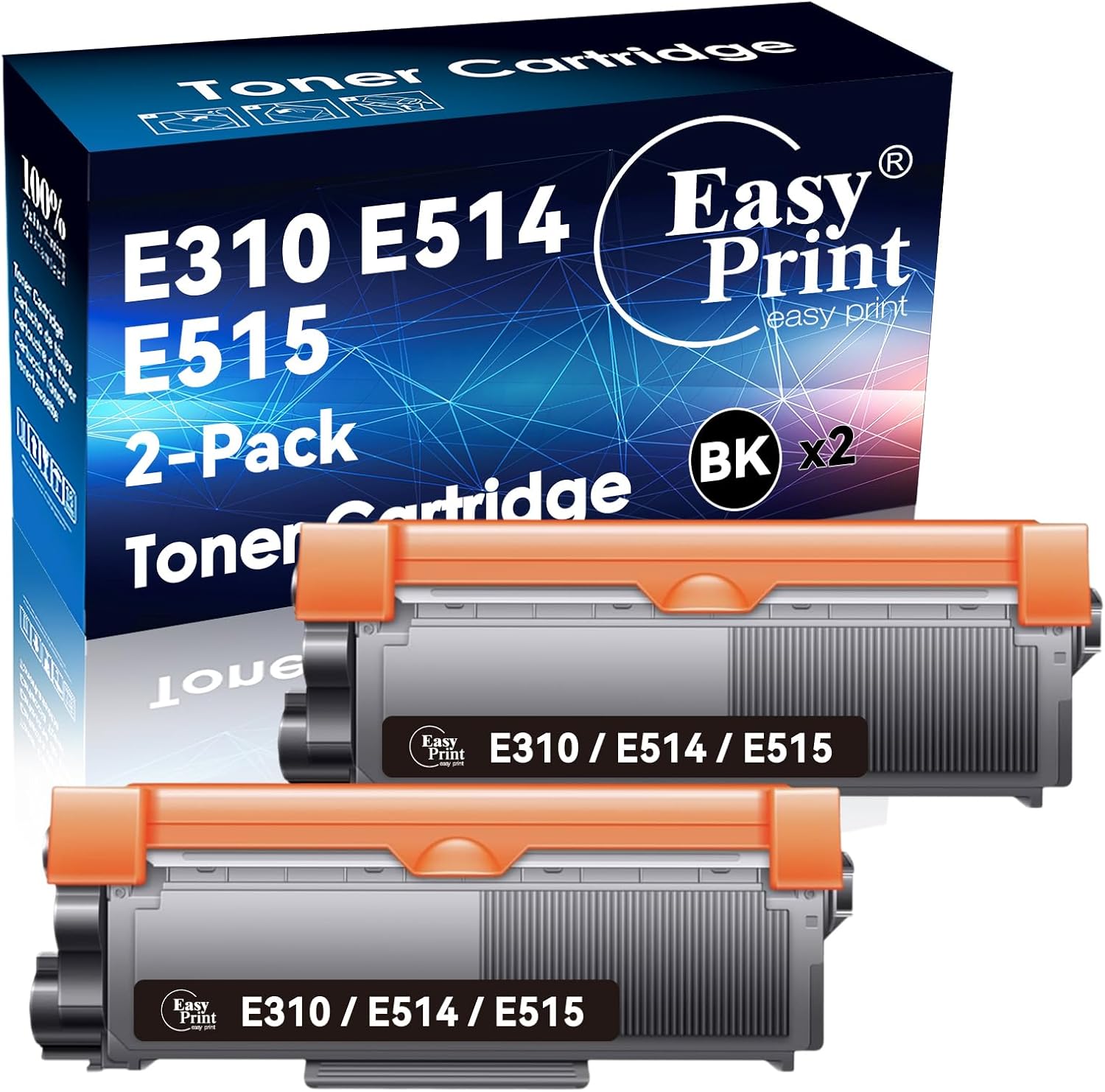 EASYPRINT Compatible E310 CVXGF Toner Cartridge Replacement for Dell E310 E310dw E514 E515 P7RMX PVTHG 593-BBKD Compatible for E310DW E515DW E514DW E515DN Printer (2 Black)