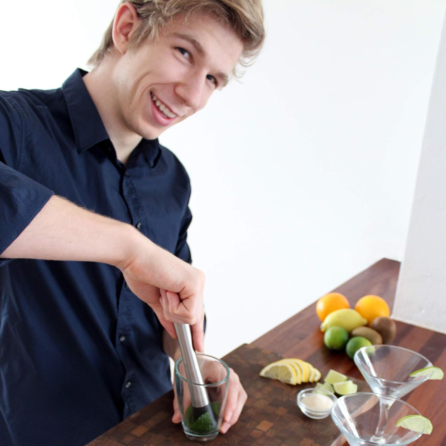 Hottest Sales Professional Drink Muddler - The Best Bar Tool for Old Fashioned & Mojito by Barvivo - Muddle & Mix the Perfect Cocktail Right at Home Using This 8 Muddler Stainless Steel w/Grooved Nylon Head.