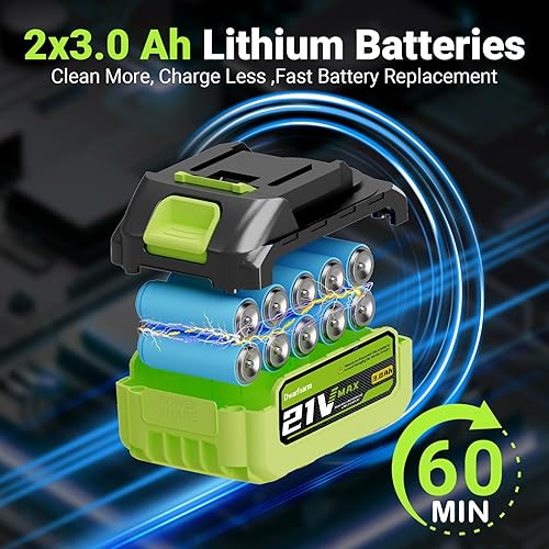 Miniatura 5 de Aspiradora inalámbrica para automóvil, succión de alta potencia de 36000 PA, aspiradora de mano portátil de 120 W con 2 baterías de 3.0 Ah, plumero