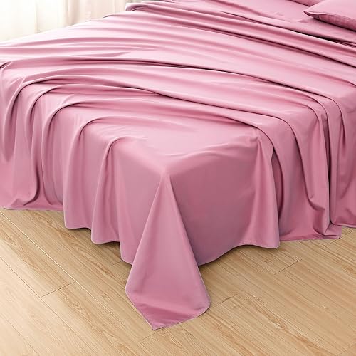 Toodou Suave y sedosa, la sábana encimera rosa más cómoda y lujosa para cama individual está hecha de microfibra suave resistente a las arrugas es