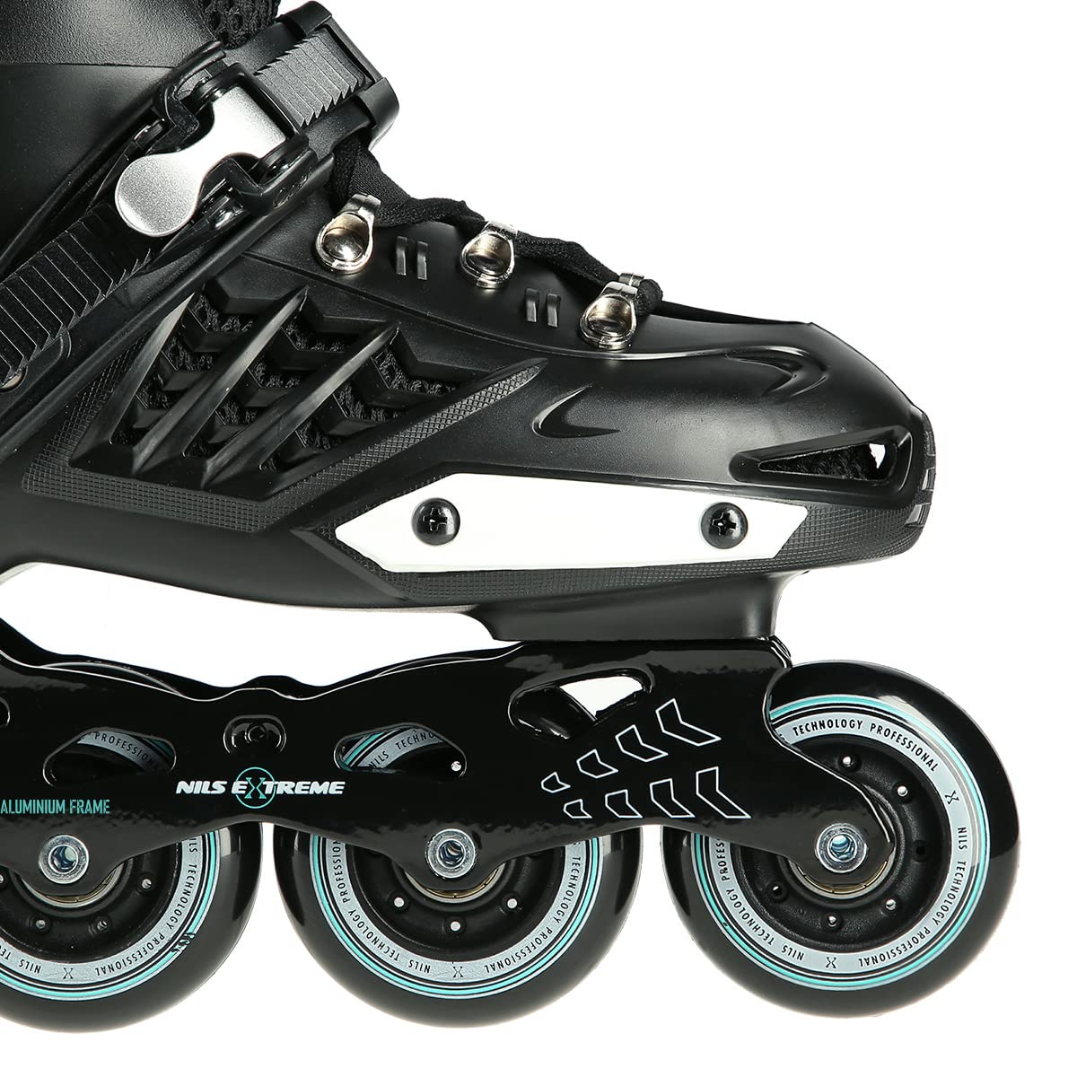 Nils Extreme Pattini in linea per uomo e donna, pattini in linea ABEC9, cuscinetti a sfera per adulti, ruote da 85 A, pattini in linea bianco e nero, NA20001