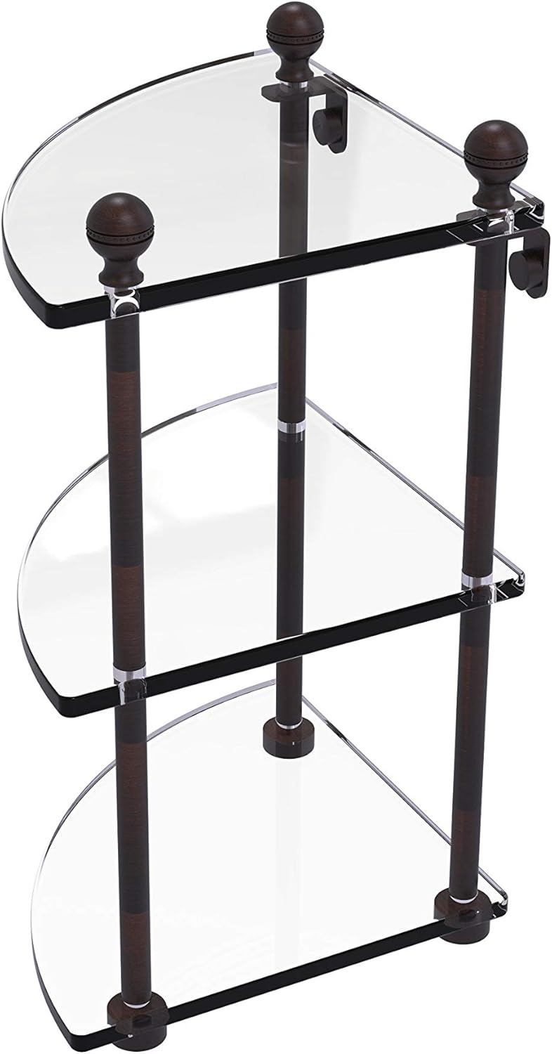 Allied Brass MA-6 Mambo Collection 3 Tier Corner Glass Shelf, Venetian Bronze