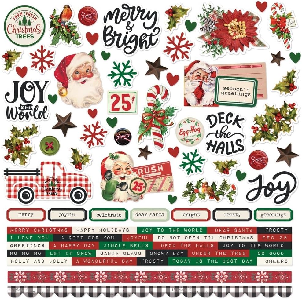 Simple Stories Cardstock Stickers 12X12-Simple Vintage Dear Santa