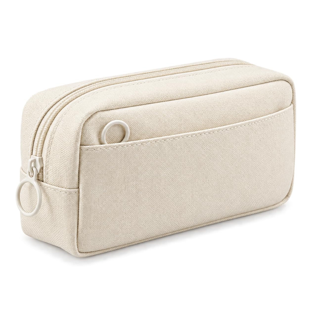 Yootiko Cream Large Pencil Case for Girls Boys, 2 Compartment Pen Pouch