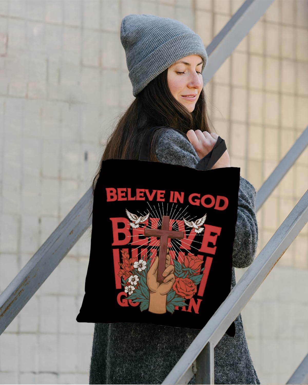 Aesthetic Canvas Tote Bag for Women, Christian Tote Bag for Women Lady Casual Vacation, Shopping, Work, Gym - Image 2