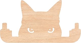 Cat Silhouette for Wreath - Black Wooden Cats for Crafts with Unique Cat Middle Finger Design - Elegant Home Decoration Perfect for Creative Wreaths and Craft Projects (3mm Plywood, 6")