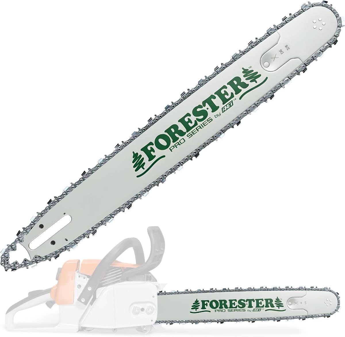 FORESTER 24in Professional Chainsaw Bar for Husqvarna with Sprocket Nose | 24in Length, 3/8” Pitch, .050 Gauge, D009 Mount, 84 Drive Link | Replacement Chain Saw Parts For Husqvarna