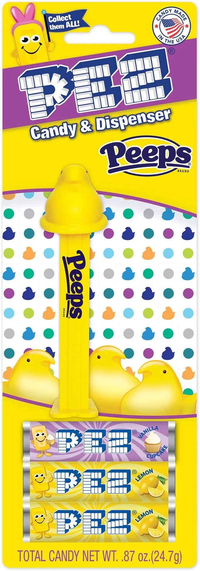PEZ Peeps Easter Candy Dispenser – Blue Peep Pez Dispenser with 3 Candy Refills | Easter Basket Candy, Party Favors, Grab Bags